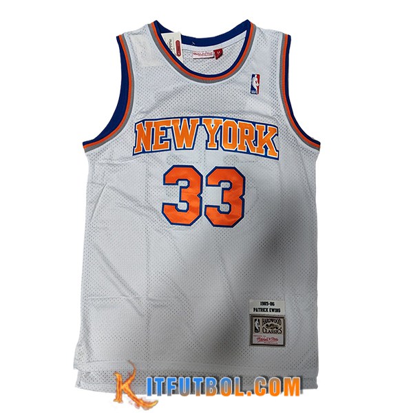 Camisetas New York Knicks (EWING #33) 2024/25 Blanco/Naranja/Azul