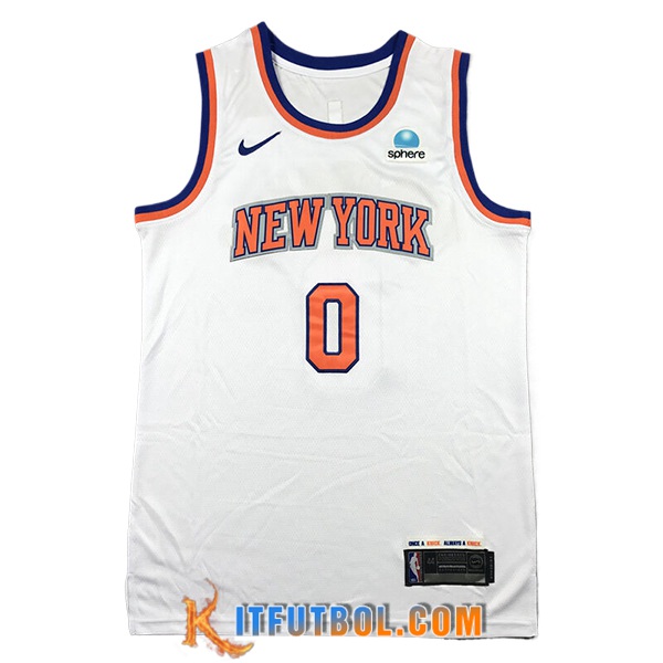 Camisetas New York Knicks (DIVINCENZO #0) 2024/25 Blanco/Naranja/Azul