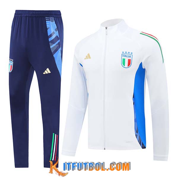Chandal Equipos De Futbol Chaquetas Italia Blanco/Azul 2024/2025