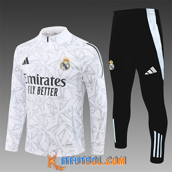 Chandal Equipos De Futbol Real Madrid Ninos Blanco/Gris/Negro 2024/2025