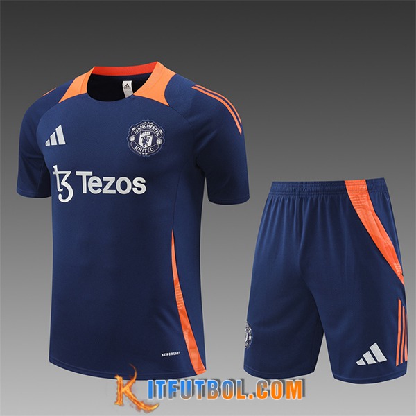 Camiseta Entrenamiento Manchester United Ninos Azul/Naranja 2024/2025