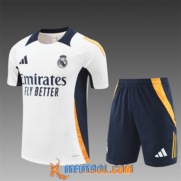 Camiseta Entrenamiento Real Madrid Ninos Blanco/Negro/Naranja 2024/2025