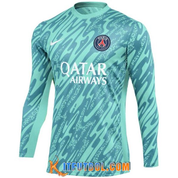 Camisetas De Futbol PSG Portero Beige Manga Largas Verde 2024/2025
