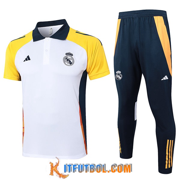 Camiseta Polo Real Madrid Blanco/Amarillo/Azul 2024/2025