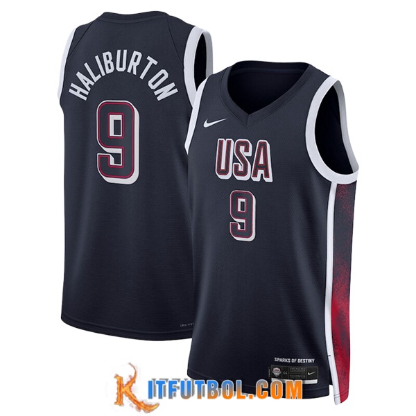 Camisetas USA (HALIBURTON #9) 2024/25 Negro