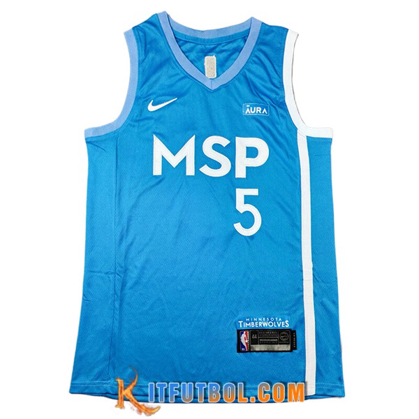 Camisetas Minnesota Timberwolves (EDWARDS #5) 2024/25 Azul/Blanco -02