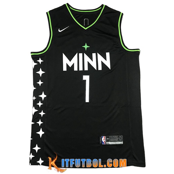 Camisetas Minnesota Timberwolves (EDWARDS #1) 2024/25 Negro/Verde
