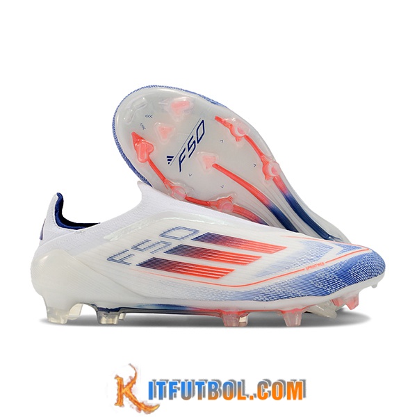 Adidas Botas De Fútbol F50 Elite Laceless FG Blanco/Azul/Naranja