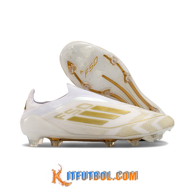 Adidas Botas De Fútbol F50 Elite Laceless FG Blanco/Amarillo