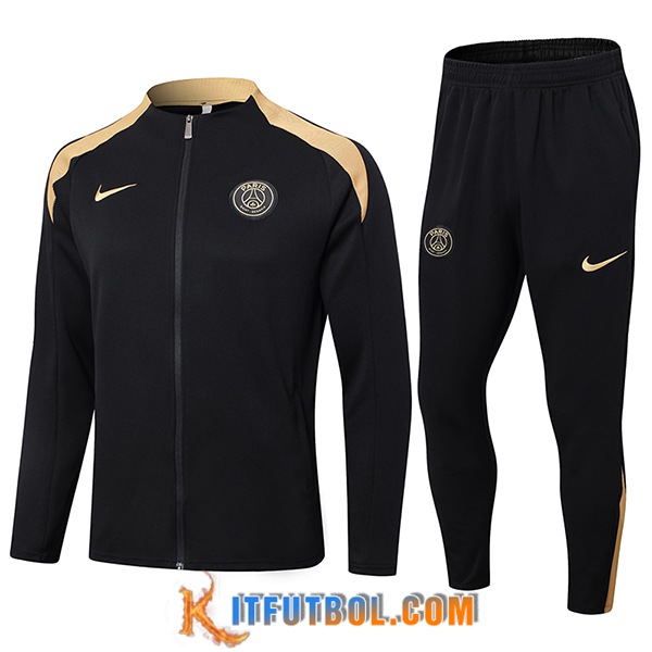 Chandal Equipos De Futbol Chaquetas PSG Negro/Amarillo 2024/2025