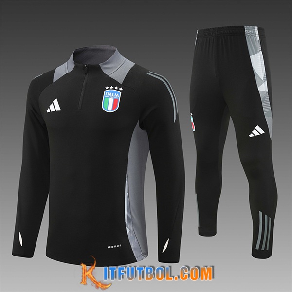 Chandal Equipos De Futbol Italia Ninos Negro/Gris 2024/2025 -02