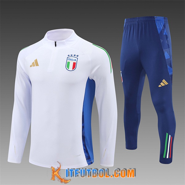 Chandal Equipos De Futbol Italia Ninos Blanco/Azul 2024/2025 -06