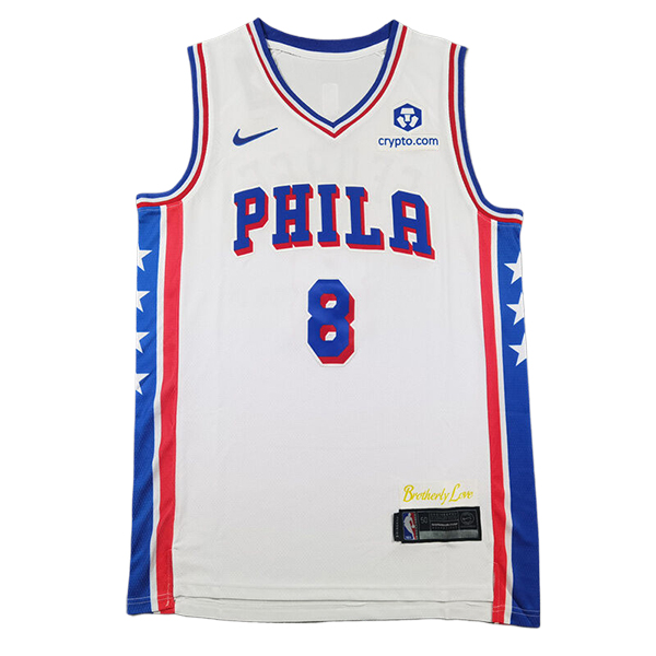 Camisetas Philadelphia 76ers (GEORGE #8) 2024/25 Blanco/Azul