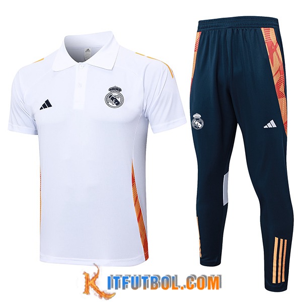 Camiseta Polo Real Madrid Blanco/Naranja 2024/2025