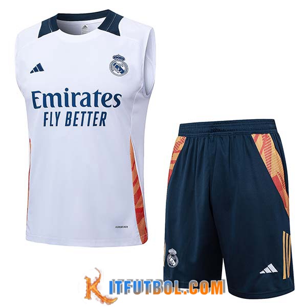 Camiseta Entrenamiento sin mangas Real Madrid Blanco/Naranja 2024/2025