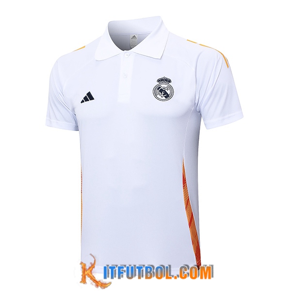 Camiseta Polo Real Madrid Blanco/Naranja 2024/2025