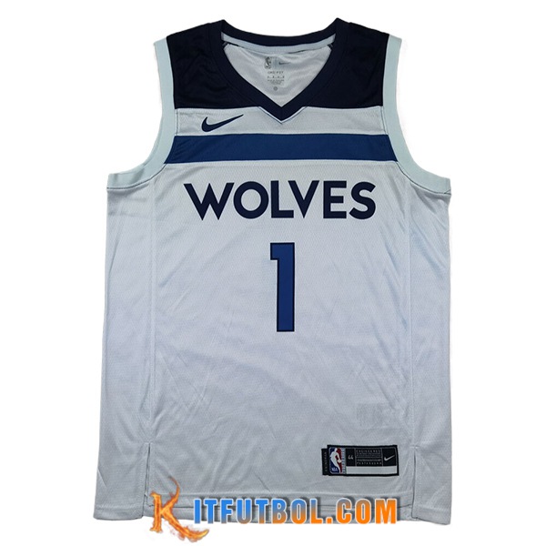 Camisetas Minnesota Timberwolves (EDWARDS #1) 2024/25 Blanco/Azul