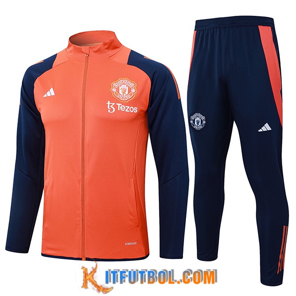 Chandal Equipos De Futbol Chaquetas Manchester United Naranja/Azul 2024/2025