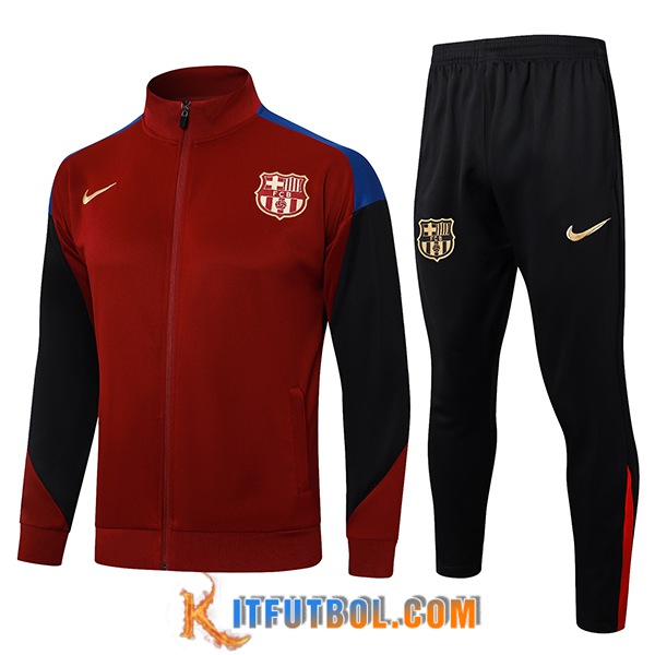 Chandal Equipos De Futbol Chaquetas FC Barcelona Rojo/Negro/Azul 2024/2025