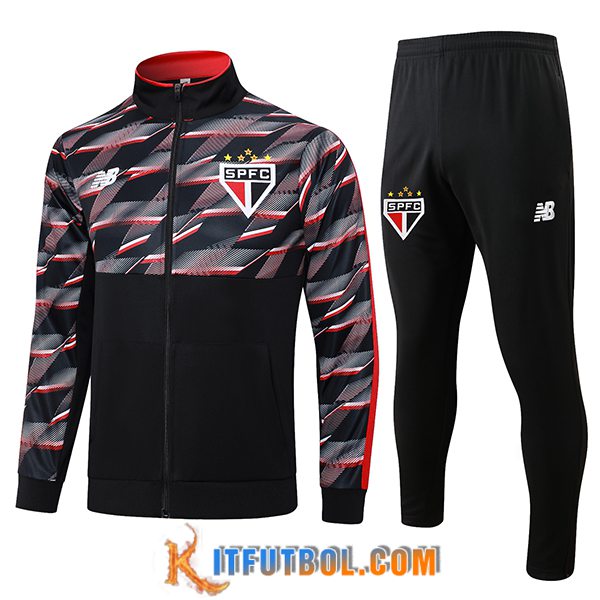 Chandal Equipos De Futbol Chaquetas Sao Paulo FC Negro/Rojo 2024/2025