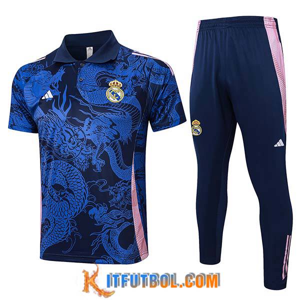 Camiseta Polo Real Madrid Azul/Rosa 2024/2025