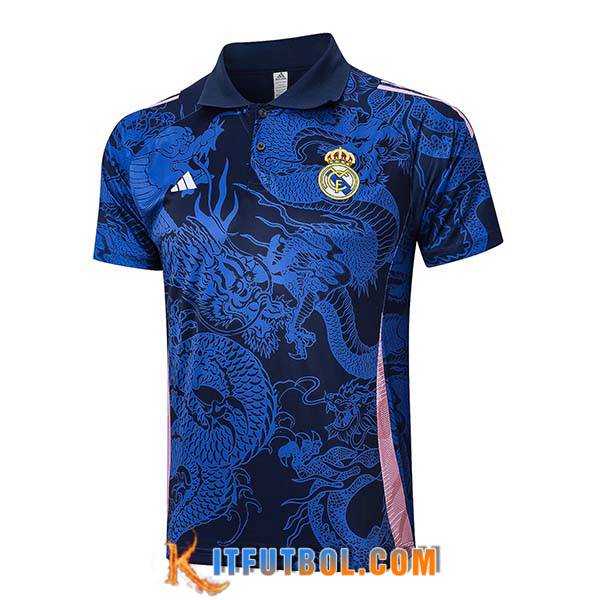 Camiseta Polo Real Madrid Azul/Rosa 2024/2025