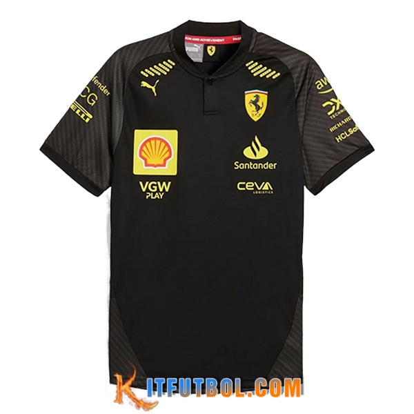 Camiseta de manga corta F1 Scuderia Ferrari Team Negro/Amarillo 2024