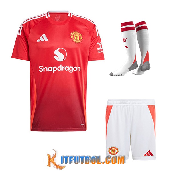 Camisetas Futbol Manchester United Primera (Cortos + Calcetines) 2024/2025