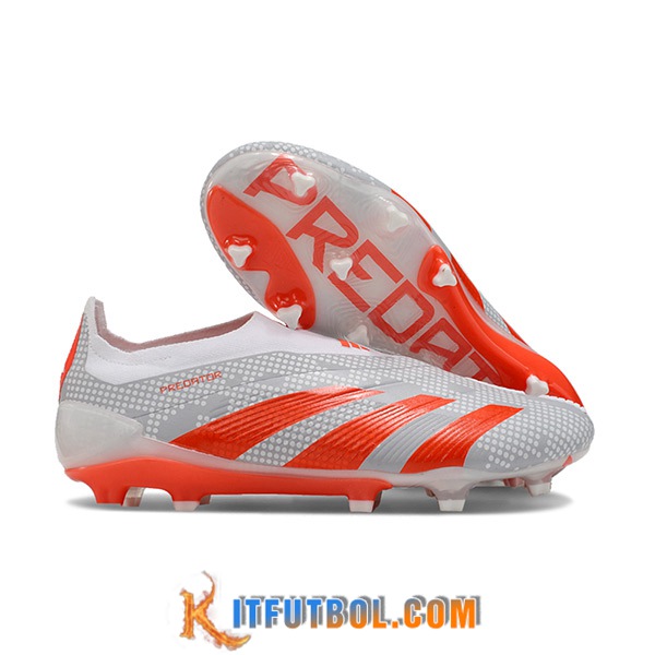 Adidas Botas De Fútbol PREDATOR ELITE LACELESS BOOTS FG Gris/Blanco/Naranja