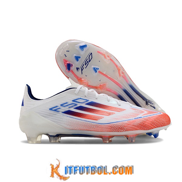 Adidas Botas De Fútbol F50 ELITE FG Blanco/Naranja/Azul -02