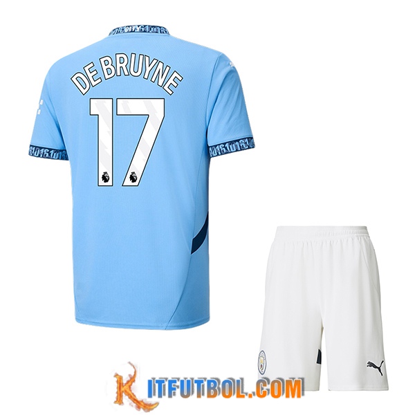 Camisetas De Futbol Manchester City (DE BRUYNE #17) Ninos 2024/2025 Primera