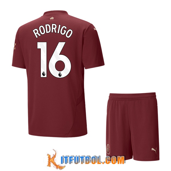 Camisetas De Futbol Manchester City (RODRIGO #16) Ninos 2024/2025 Tercera