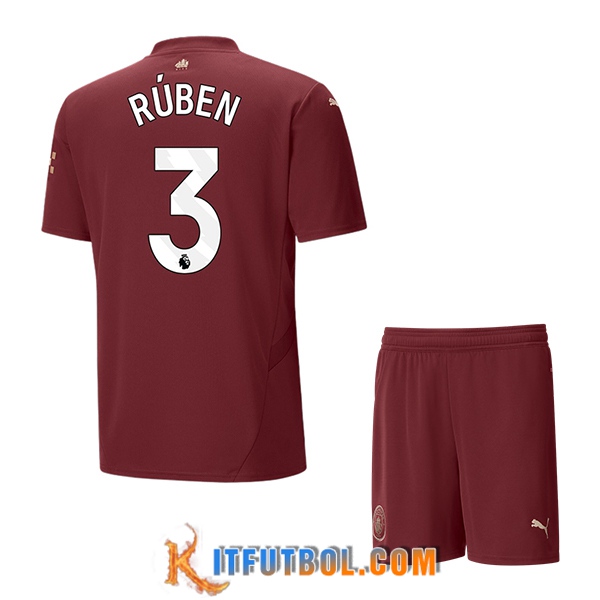 Camisetas De Futbol Manchester City (RÚBEN #3) Ninos 2024/2025 Tercera
