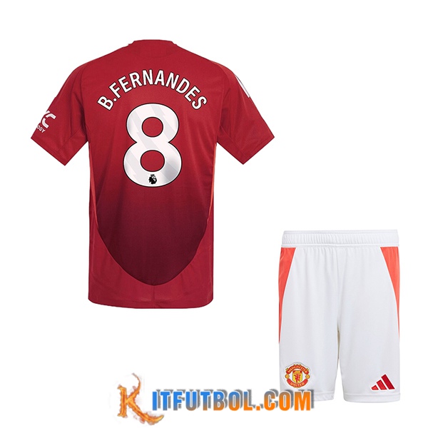 Camisetas De Futbol Manchester United (B.FERNANDES #8) Ninos 2024/2025 Primera