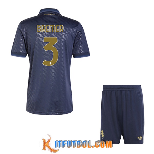 Camisetas De Futbol Juventus (BREMER #3) Ninos 2024/2025 Tercera