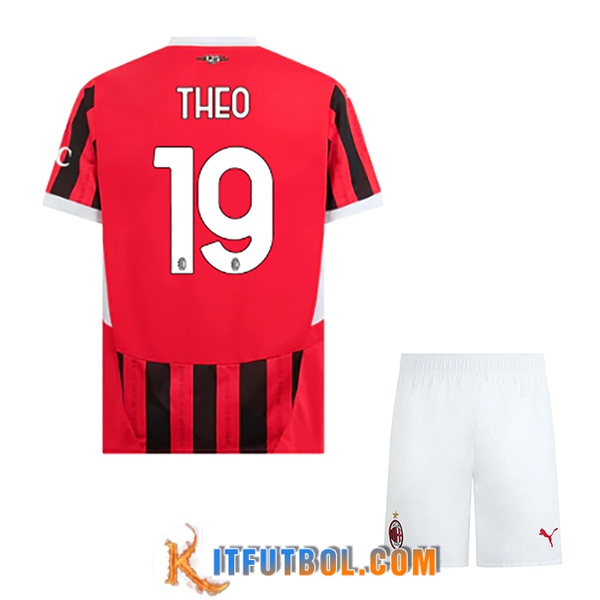 Camisetas De Futbol AC Milan (THEO #19) Ninos 2024/2025 Primera