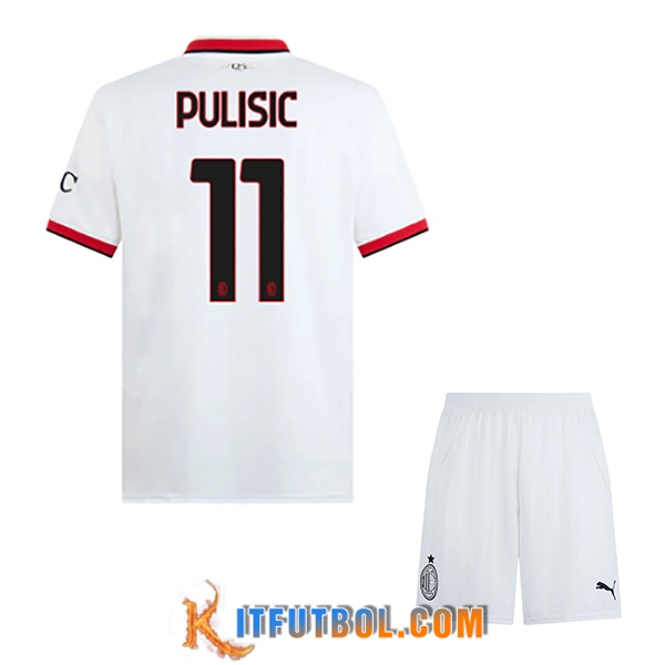 Camisetas De Futbol AC Milan (PULISIC #11) Ninos 2024/2025 Segunda