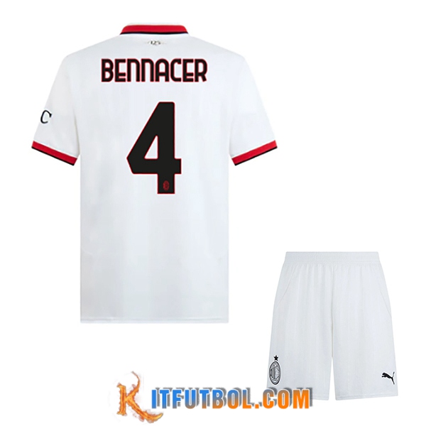 Camisetas De Futbol AC Milan (BENNACER #4) Ninos 2024/2025 Segunda