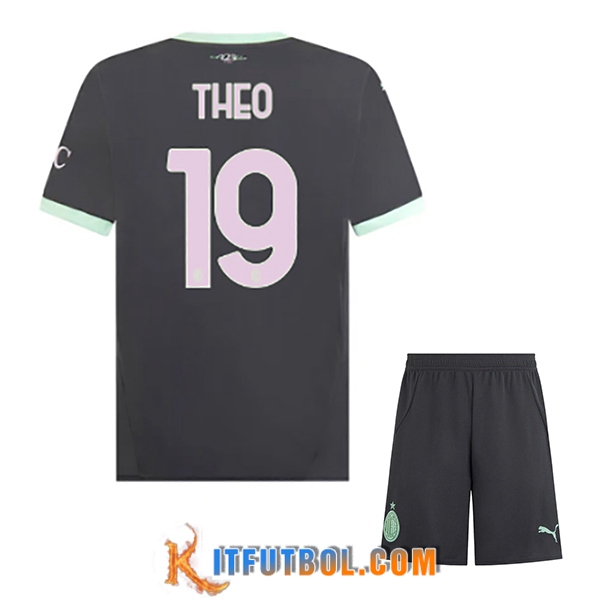 Camisetas De Futbol AC Milan (THEO #19) Ninos 2024/2025 Tercera