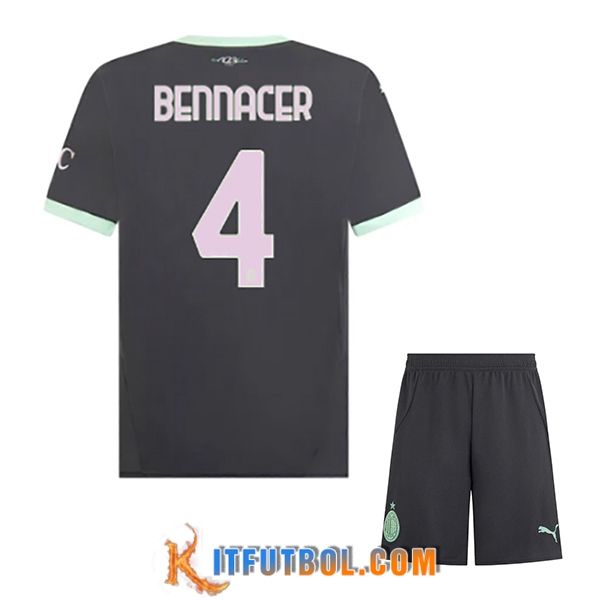 Camisetas De Futbol AC Milan (BENNACER #4) Ninos 2024/2025 Tercera