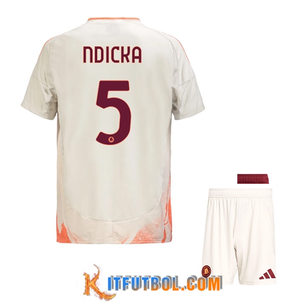 Camisetas De Futbol AS Roma (NDICKA #5) Ninos 2024/2025 Segunda