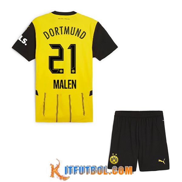 Camisetas De Futbol Dortmund BVB (MALEN #21) Ninos 2024/2025 Primera