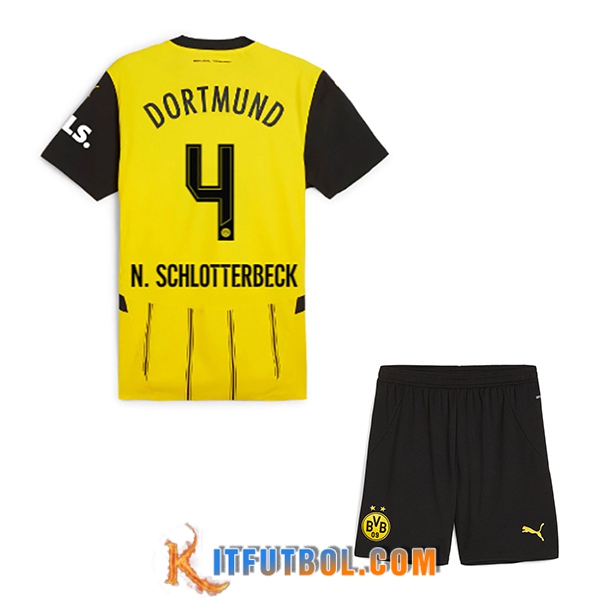 Camisetas De Futbol Dortmund BVB (N.SCHLOTTERBECK #4) Ninos 2024/2025 Primera
