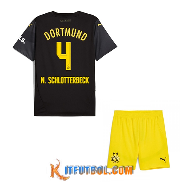 Camisetas De Futbol Dortmund BVB (N.SCHLOTTERBECK #4) Ninos 2024/2025 Segunda