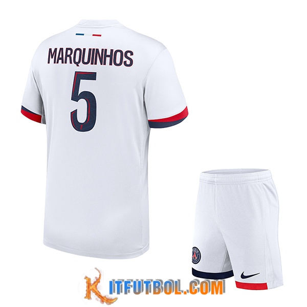 Camisetas De Futbol PSG (MARQUINHOS #5) Ninos 2024/2025 Segunda