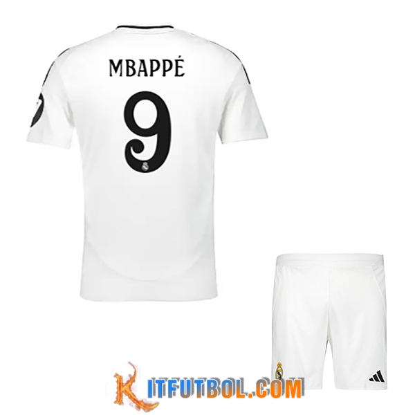 Camisetas De Futbol Real Madrid (Mbappé #9) Ninos 2024/2025 Primera