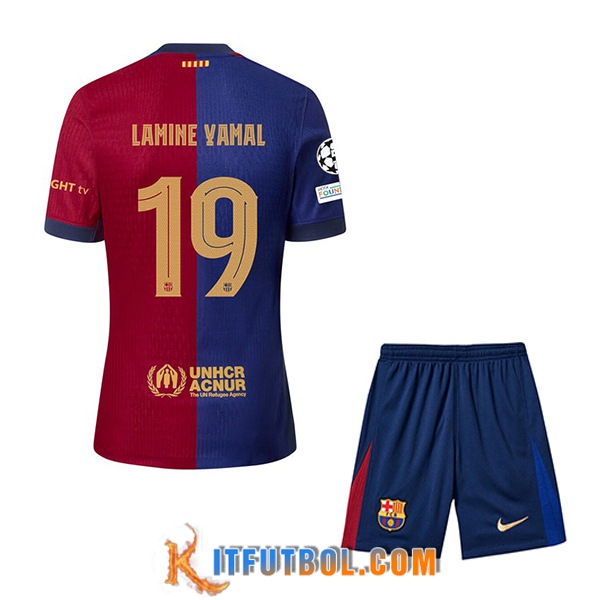 Camisetas De Futbol Barcelona (LAMINE YAMAL #19) Ninos 2024/2025 Primera