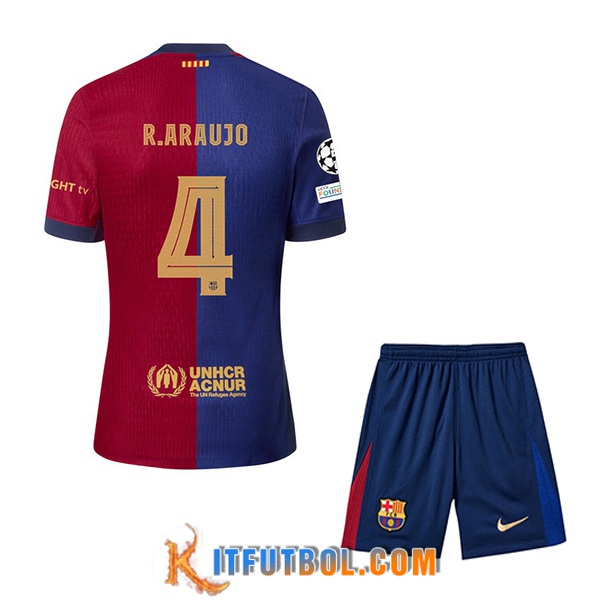 Camisetas De Futbol Barcelona (R. ARAUJO #4) Ninos 2024/2025 Primera