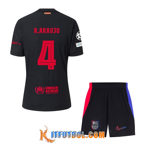 Camisetas De Futbol Barcelona (R. ARAUJO #4) Ninos 2024/2025 Segunda