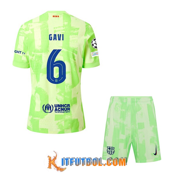 Camisetas De Futbol Barcelona (GAVI #6) Ninos 2024/2025 Tercera